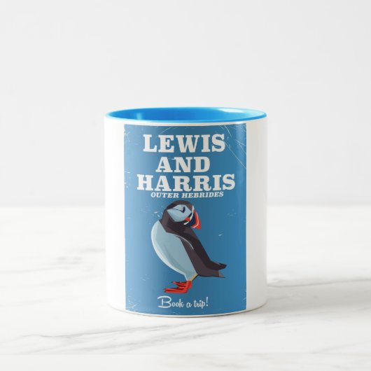 Lewis en Harris Scotland Puffin reisposter Tweekleurige Koffiemok (Center)
