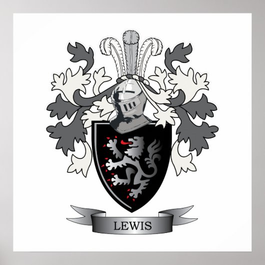 Lewis Family Crest Coat of Arms Poster (Voorkant)