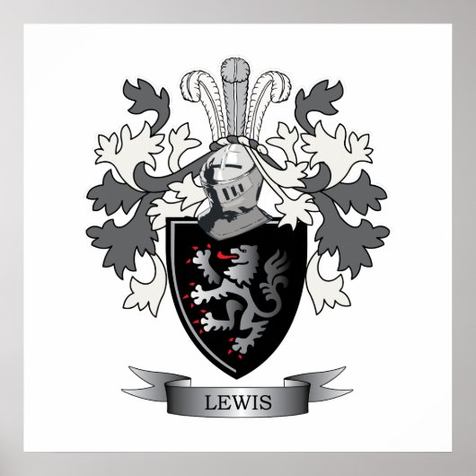 Lewis Family Crest Coat of Arms Poster (Voorkant)
