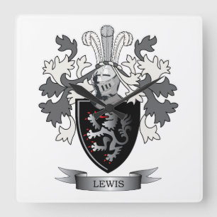 Lewis Family Crest Coat of Arms Vierkante Klok
