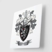 Lewis Family Crest Coat of Arms Vierkante Klok (Hoek)