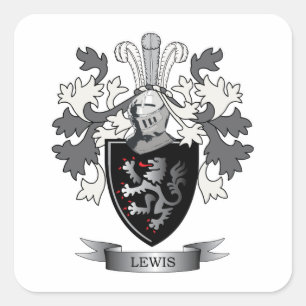 Lewis Family Crest Coat of Arms Vierkante Sticker