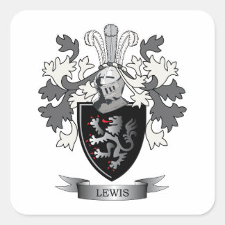 Lewis Family Crest Coat of Arms Vierkante Sticker