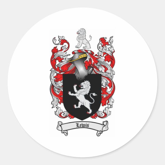 Lewis Family Crest - Lewis Coat of Arms Ronde Sticker (Voorkant)