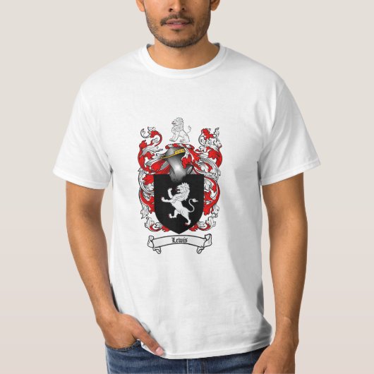 Lewis Family Crest - Lewis Coat of Arms T-shirt (Voorkant)
