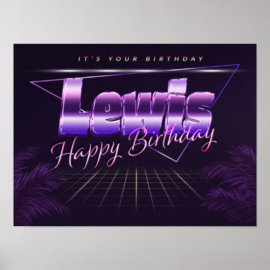 Lewis Name Vorname retro Poster Geburtstag (Voorkant)