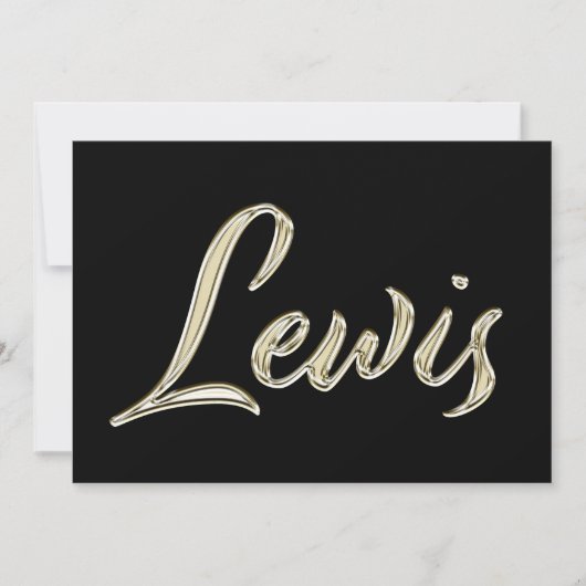 Lewis Name white gold Handwriting Karte Kaart (Voorkant)