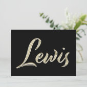Lewis Name white gold Handwriting Karte Kaart (Staand voorkant)