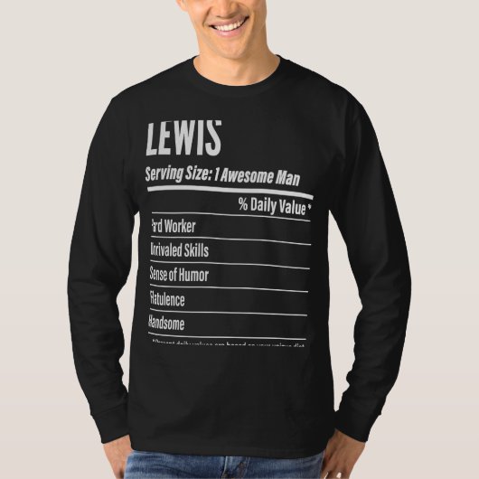 Lewis Nutritional Facts Serving Size Calorieën T-shirt (Voorkant)