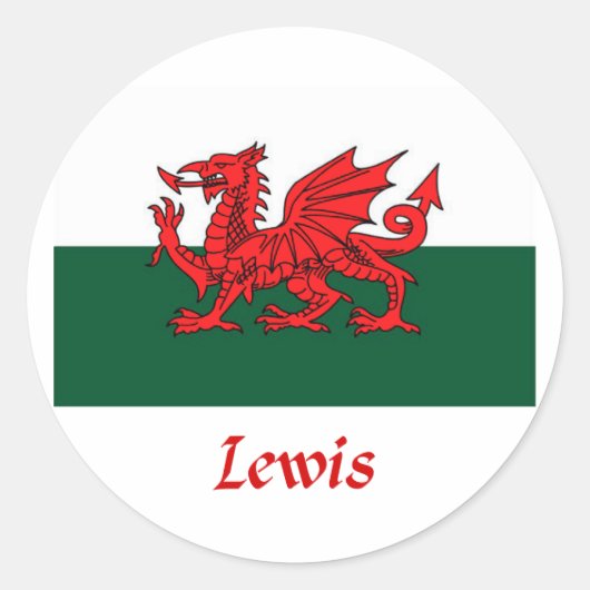 Lewis Welsh Flag Ronde Sticker (Voorkant)