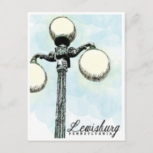 Lewisburg, PA Historische Lamp Post Briefkaart