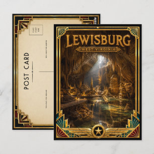 Lewisburg West Virginia Vintage Art Deco Goud Briefkaart