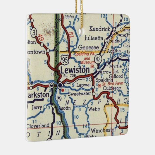 Lewiston Idaho Map Keramisch Ornament (Rechts)