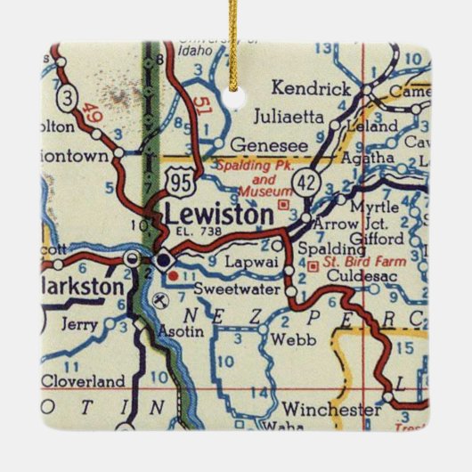 Lewiston Idaho  Map Keramisch Ornament (Achterkant)