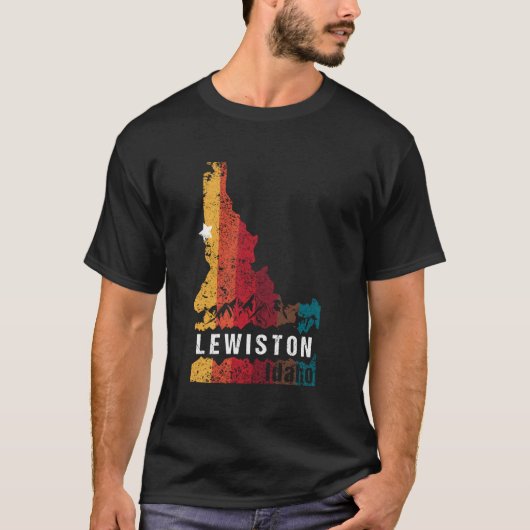 Lewiston Idaho Retro Grunge staatskaart Novelty Gr T-shirt (Voorkant)
