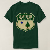 Lewiston Maine Retro Pine Tree Shield Groen T-shirt (Design voorkant)