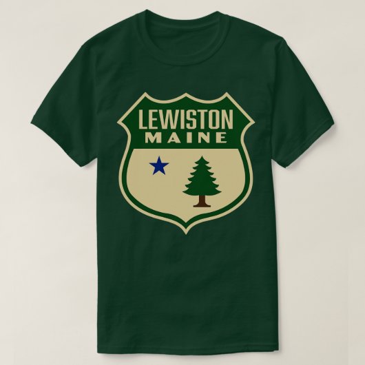 Lewiston Maine Retro Pine Tree Shield Groen T-shirt (Design voorkant)