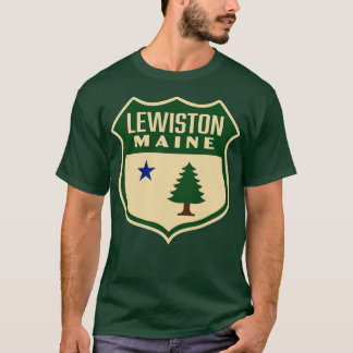 Lewiston Maine Retro Pine Tree Shield Groen T-shirt