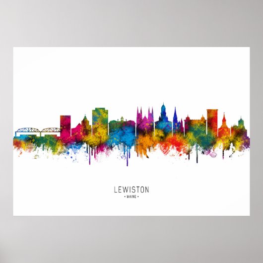 Lewiston Maine Skyline Poster (Voorkant)