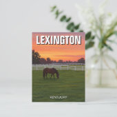Lexington Kentucky Briefkaart Horse Sunset (Staand voorkant)