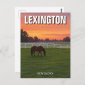 Lexington Kentucky Briefkaart Horse Sunset (Voorkant / Achterkant)