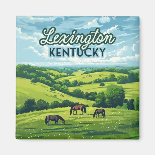 Lexington Kentucky Horses Bluegrass Boerderijen Magneet (Voorkant)