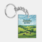 Lexington Kentucky Horses Bluegrass Boerderijen  Sleutelhanger (Voorkant Links)