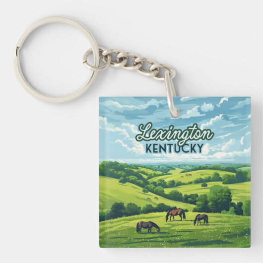 Lexington Kentucky Horses Bluegrass Boerderijen  Sleutelhanger (Voorkant)