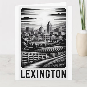 Lexington Kentucky Silhouette Zwart Wit Houtsnede Kaart