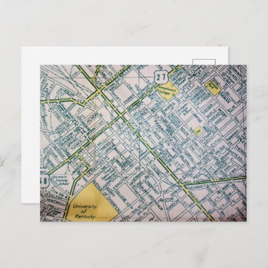 Lexington, KY  Map Briefkaart (Voorkant / Achterkant)