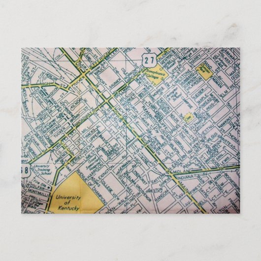 Lexington, KY  Map Briefkaart (Voorkant)