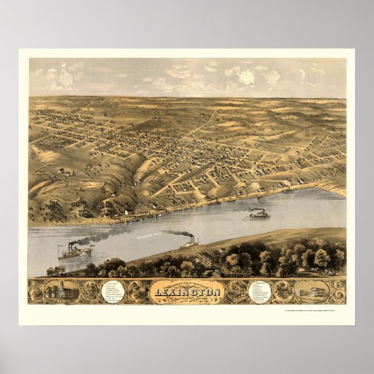 Lexington, MO Panoramic Map - 1869 Poster (Voorkant)