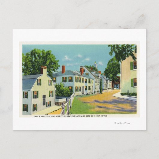 Leyden Street Uitzicht, First Street in New Englan Briefkaart (Voorkant)