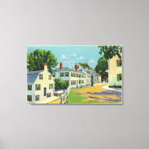 Leyden Street Uitzicht, First Street in New Englan Canvas Afdruk