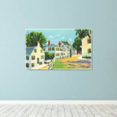 Leyden Street Uitzicht, First Street in New Englan Canvas Afdruk (Insitu (Houten vloer))