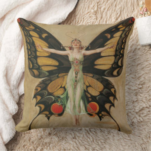 Leyendecker Butterfly Girl Vintage Art Deco Kussen