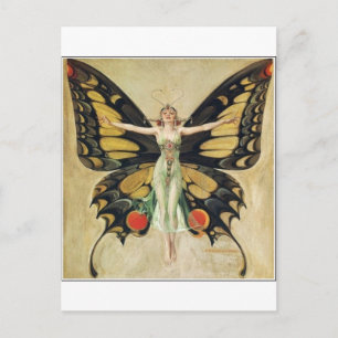 Leyendecker Butterfly Woman Briefkaart