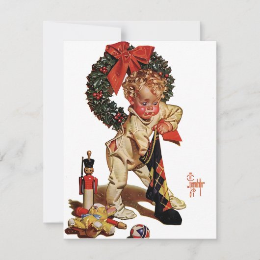 Leyendecker Kerstensok Feestdagenkaart (Voorkant)