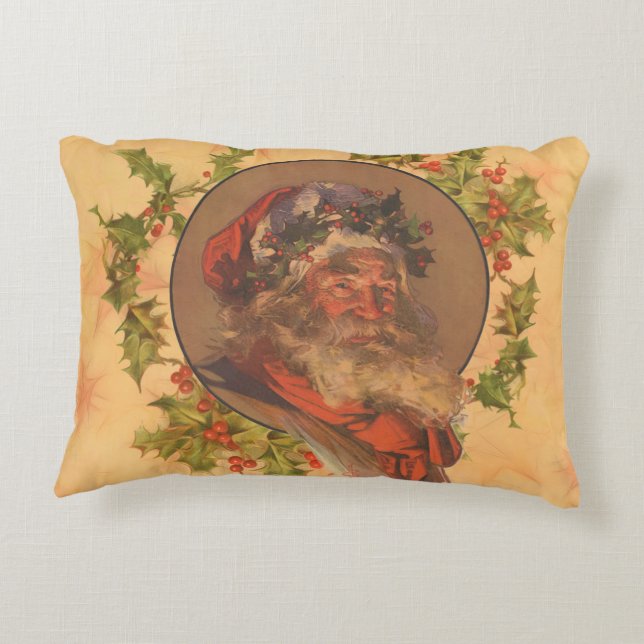 Leyendecker Kerstman Antiek Victoriaans Accent Kussen (Achterkant)