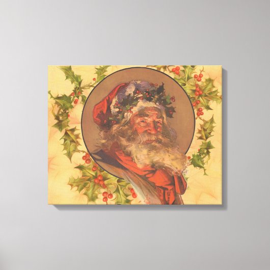 Leyendecker Kerstman Antiek Victoriaans Canvas Afdruk (Voorkant)