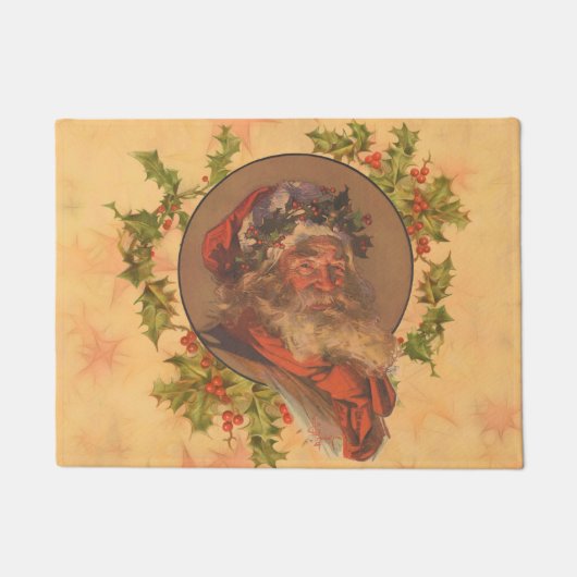 Leyendecker Kerstman Antiek Victoriaans Deurmat (Voorkant)