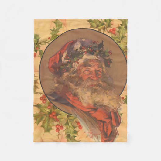 Leyendecker Kerstman Antiek Victoriaans Fleece Deken (Voorkant)