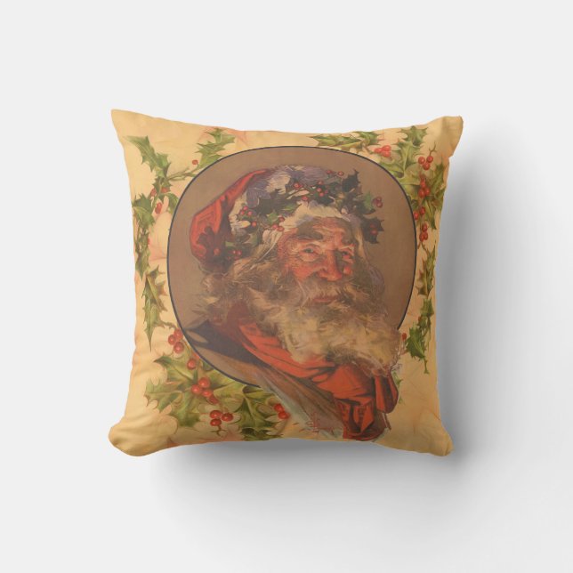 Leyendecker Kerstman Antiek Victoriaans Kussen (Voorkant)