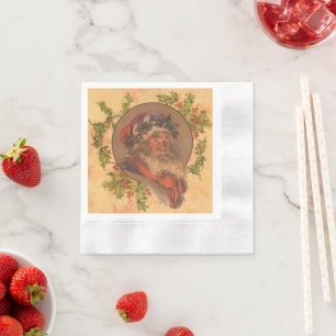 Leyendecker Kerstman Antiek Victoriaans Servet