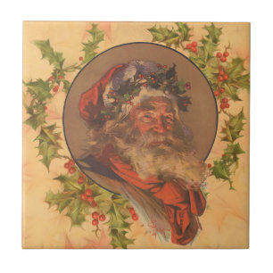 Leyendecker Kerstman Antiek Victoriaans Tegeltje