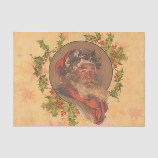 Leyendecker Kerstman Antiek Victoriaans Tissuepapier (Voorkant)