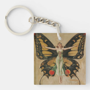 Leyendecker Vlindermeisje Vintage Art Deco Sleutelhanger