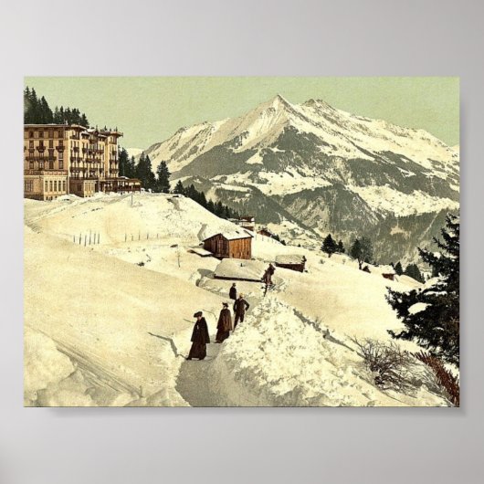 Leysin, het sanatorium en de Chaussy in de winter, Poster (Voorkant)
