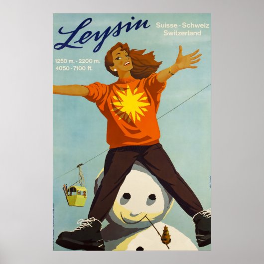 Leysin,Zwitserland,Ski Poster (Voorkant)