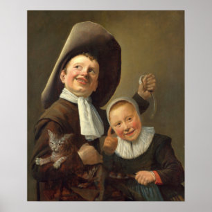 Leyster - een jongen en een meisje met een kat en  poster